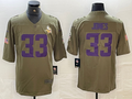 Men's Minnesota Vikings Aaron Jones #33 Olive Player Game Jerseys