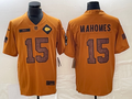 Men's Kansas City Chiefs Patrick Mahomes #15 Brown 2023 Salute To Service Retired Player Limited Jerseys
