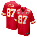 Men's Kansas City Chiefs Travis Kelce #87 Red Super Bowl LIX Game Jerseys