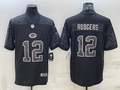 Men's Green Bay Packers Aaron Rodgers #12 Black Retired Player RFLCTV Limited Jerseys