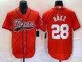 Men's Detroit Tigers Javier Baez #28 Orange Replica Player Jerseys Joint Edition