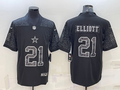 Men's Dallas Cowboys Ezekiel Elliott #21 Black RFLCTV Limited Jerseys