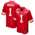 Men's Kansas City Chiefs Xavier Worthy #1 Red Super Bowl LIX Game Jerseys