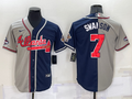 Men's Atlanta Braves Dansby Swanson #7 Navy/Gray Stitched Jerseys