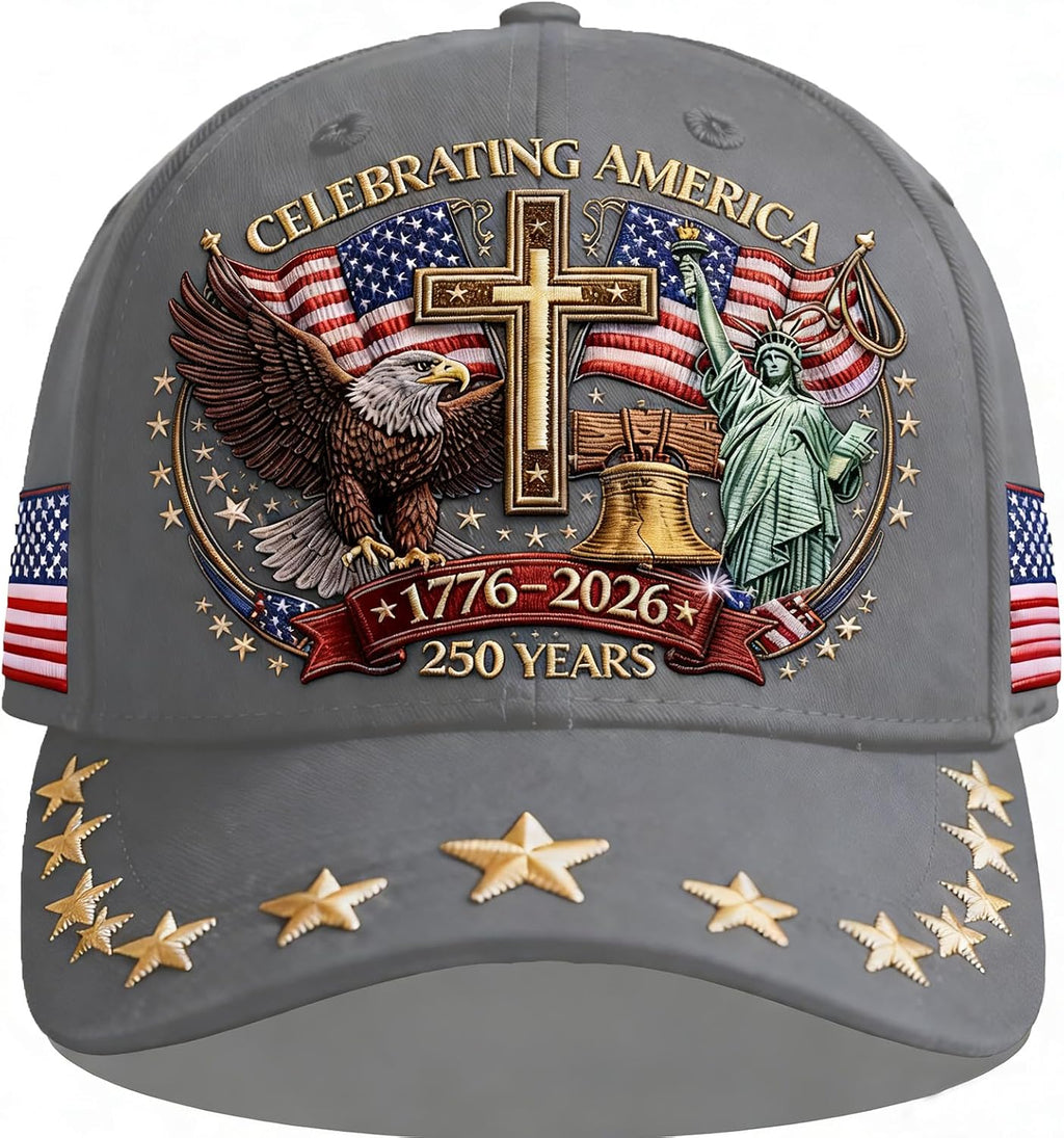 250 Anniversary USA Hat,Eagle Liberty Cross Printed Pattern,250th Anniversary USA hat,Adjustable Baseball Cap for Men Women