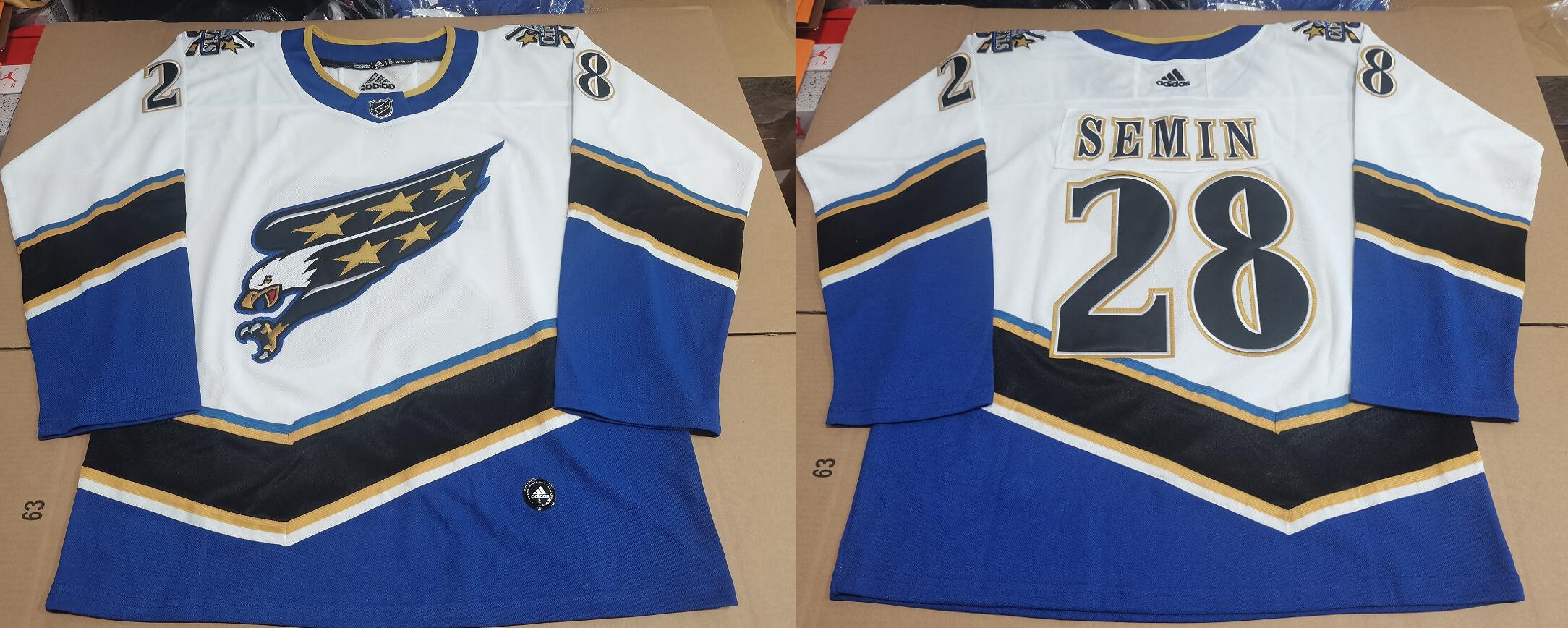 Men's Washington Capitals Alexander Semin #28 NHL Game Jersey – White/Blue