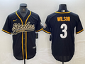 Men's Pittsburgh Steelers Russell Wilson #3 Black Game Jerseys Joint Edition