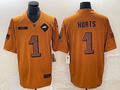 Men's Philadelphia Eagles Jalen Hurts #1 Brown 2023 Salute To Service Limited Jerseys
