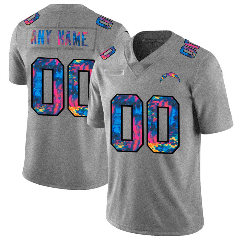 Custom1 Los Angeles Chargers Multi-Color 2020 Crucial Catch Vapor Untouchable Limited Jerseys Greyheather Stitched American Football Jerseys