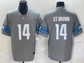 Men's Detroit Lions Amon-Ra St. Brown #14 Gray Game Jerseys