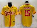 Men's Kansas City Chiefs Patrick Mahomes #15 Gold Game Jerseys Joint Edition