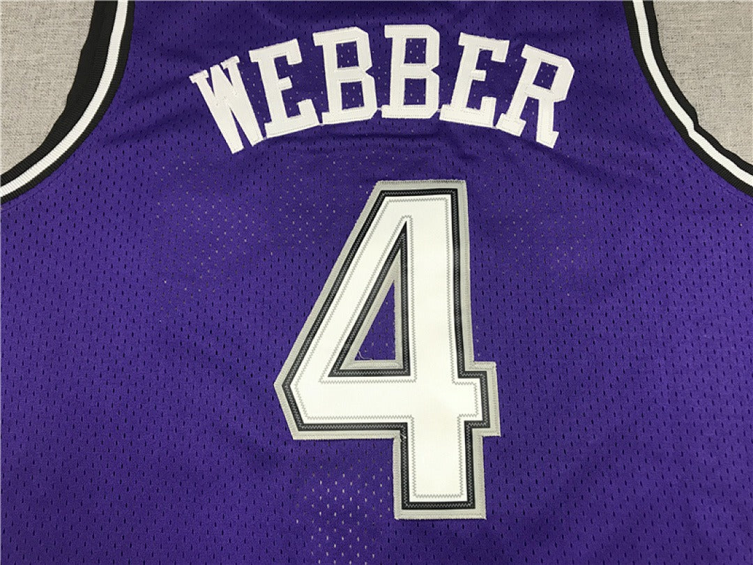 Sacramento Kings Webber #4 NBA Retro Embroidered Jersey – Sizes S-XXXL