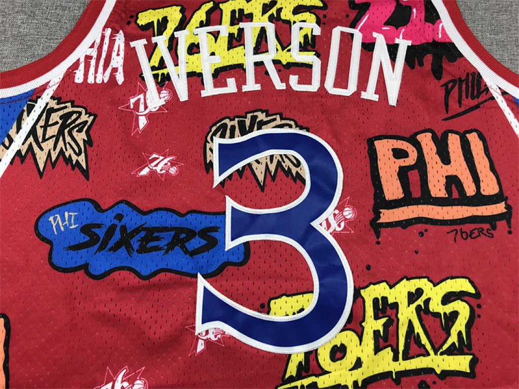 Philadelphia 76ers Allen Iverson #3 NBA Retro Embroidered Jersey – Sizes S-XXXL