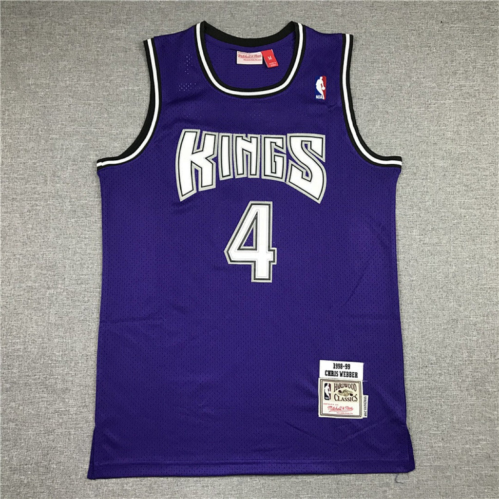 Sacramento Kings Webber #4 NBA Retro Embroidered Jersey – Sizes S-XXXL