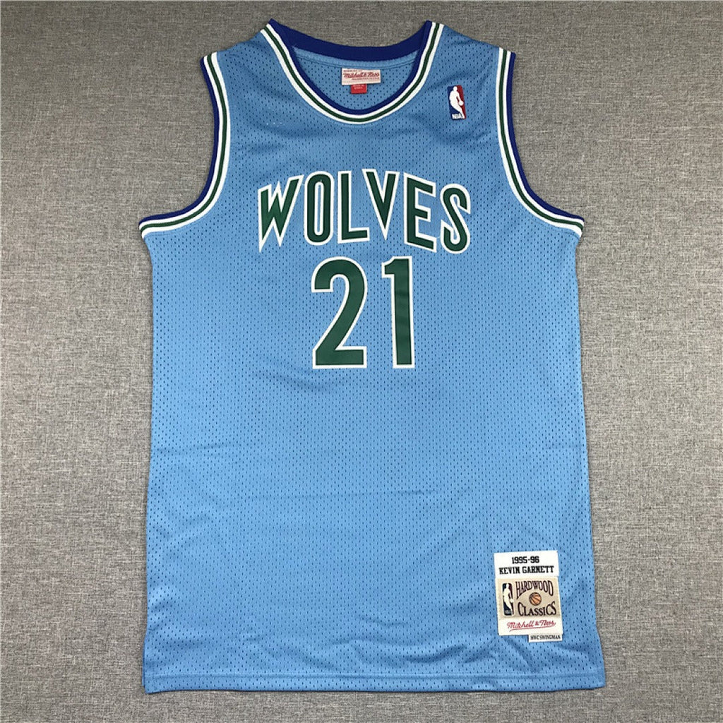 Minnesota Timberwolves Kevin Garnett #21 1995-96 NBA Retro Embroidered Jersey – Sizes S-XXXL